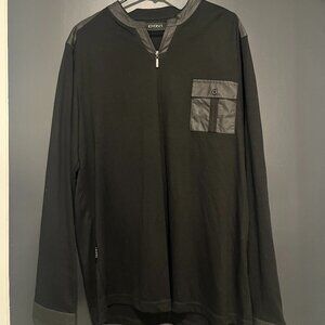 Pavi Black Long Sleeve Tee Shirt w/ Embellished Shoulders and Cuffs XXL